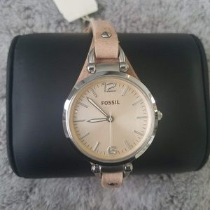 NWT Fossil Stainless Steel Tan Leather Casual watch